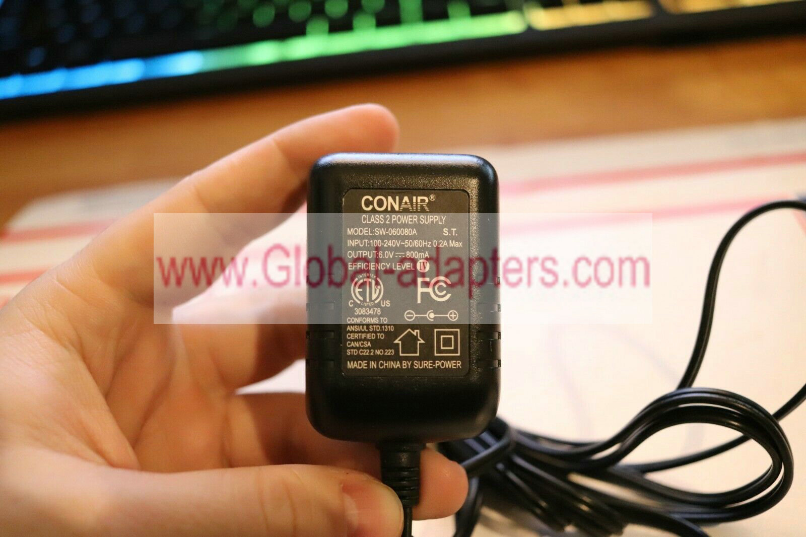 New Conair SW-060080A 6.0V 800mA Power Supply AC Adapter Charger - Click Image to Close